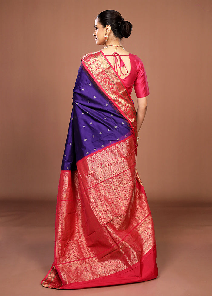 Blue Kanjivaram Silk Saree With Blouse Piece