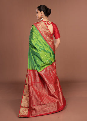 Green Kanjivaram Silk Saree With Blouse Piece