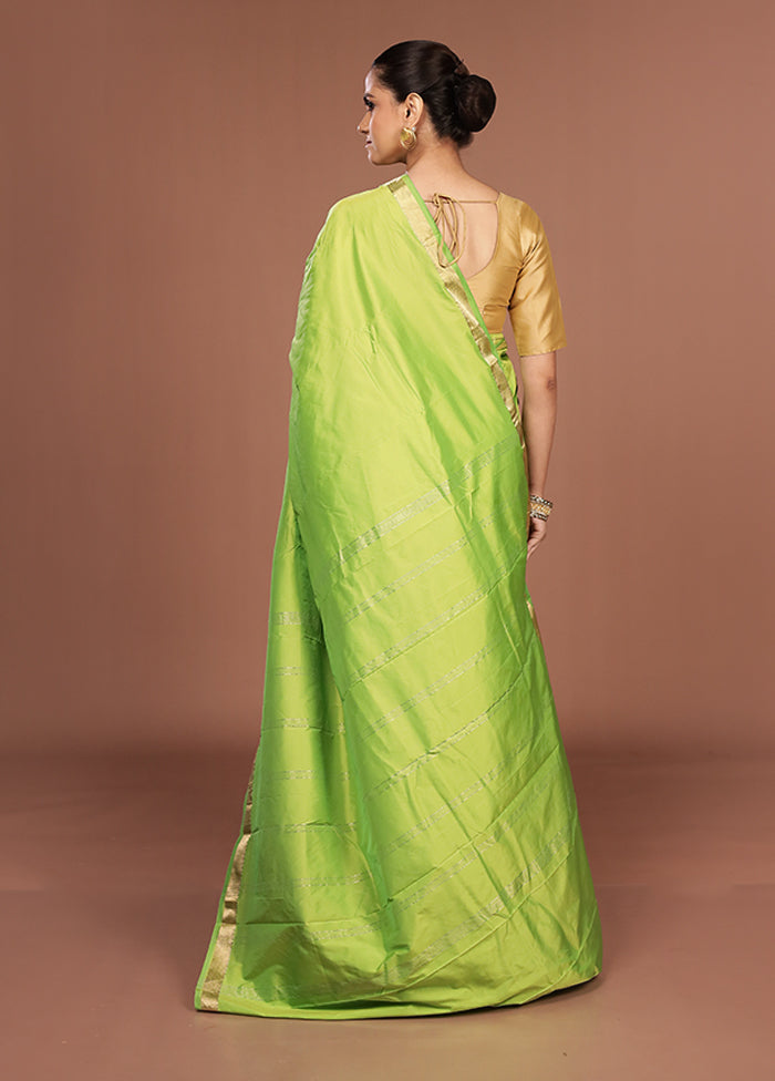Green Kanjivaram Silk Saree With Blouse Piece