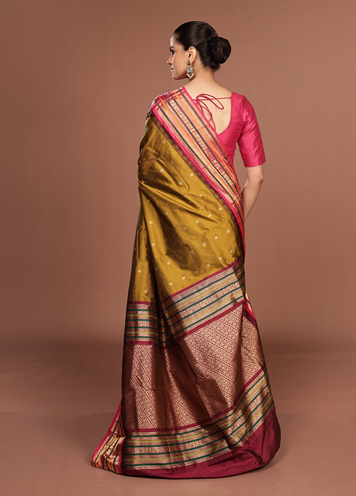 Green Kanjivaram Silk Saree With Blouse Piece