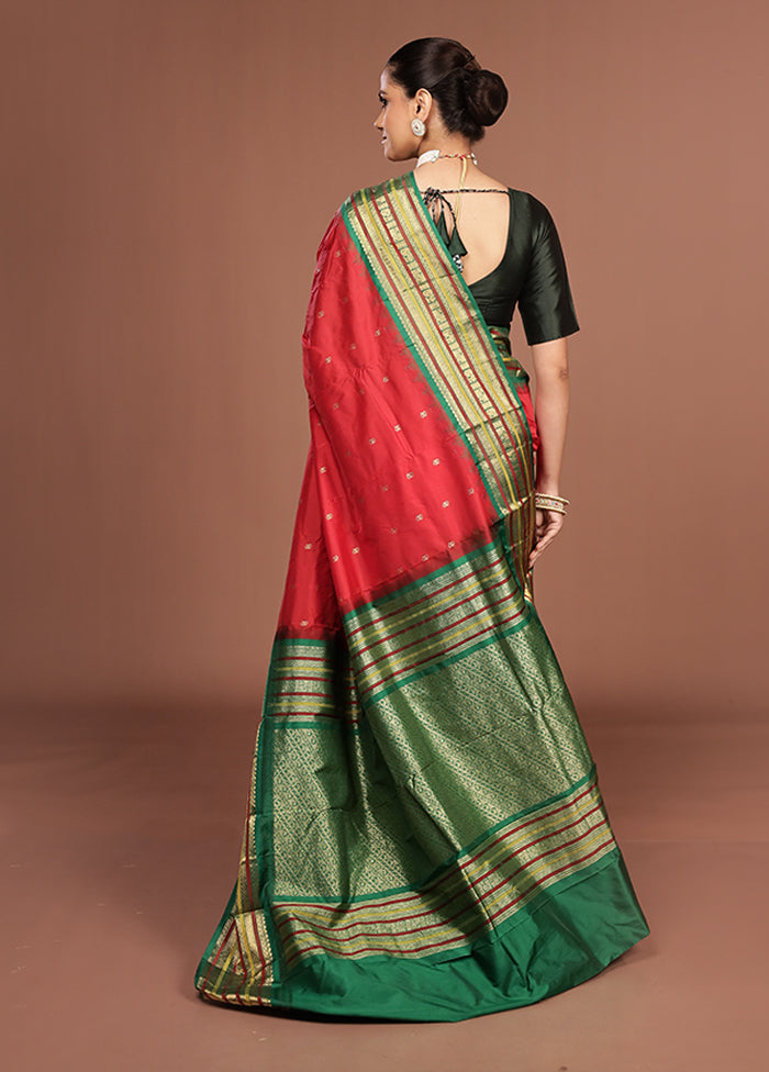 Pink Kanjivaram Silk Saree With Blouse Piece