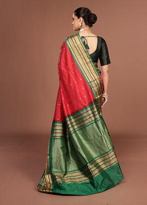Pink Kanjivaram Silk Saree With Blouse Piece
