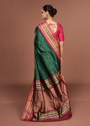 Green Kanjivaram Silk Saree With Blouse Piece