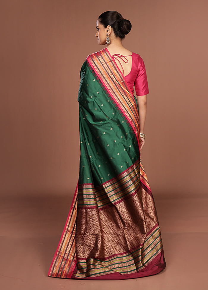 Green Kanjivaram Silk Saree With Blouse Piece