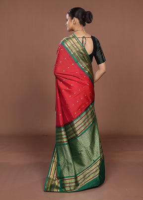 Pink Kanjivaram Silk Saree With Blouse Piece