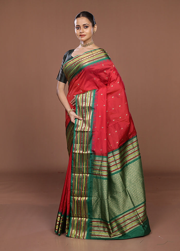 Pink Kanjivaram Silk Saree With Blouse Piece