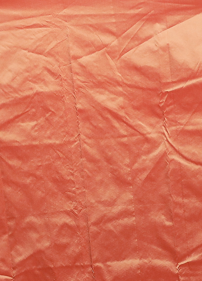 Peach Kanjivaram Silk Saree With Blouse Piece