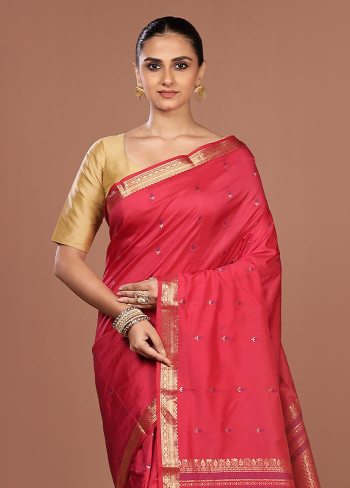 Red Kanjivaram Silk Saree With Blouse Piece