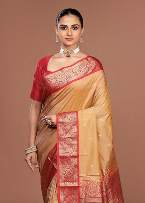 Cream Kanjivaram Silk Saree With Blouse Piece