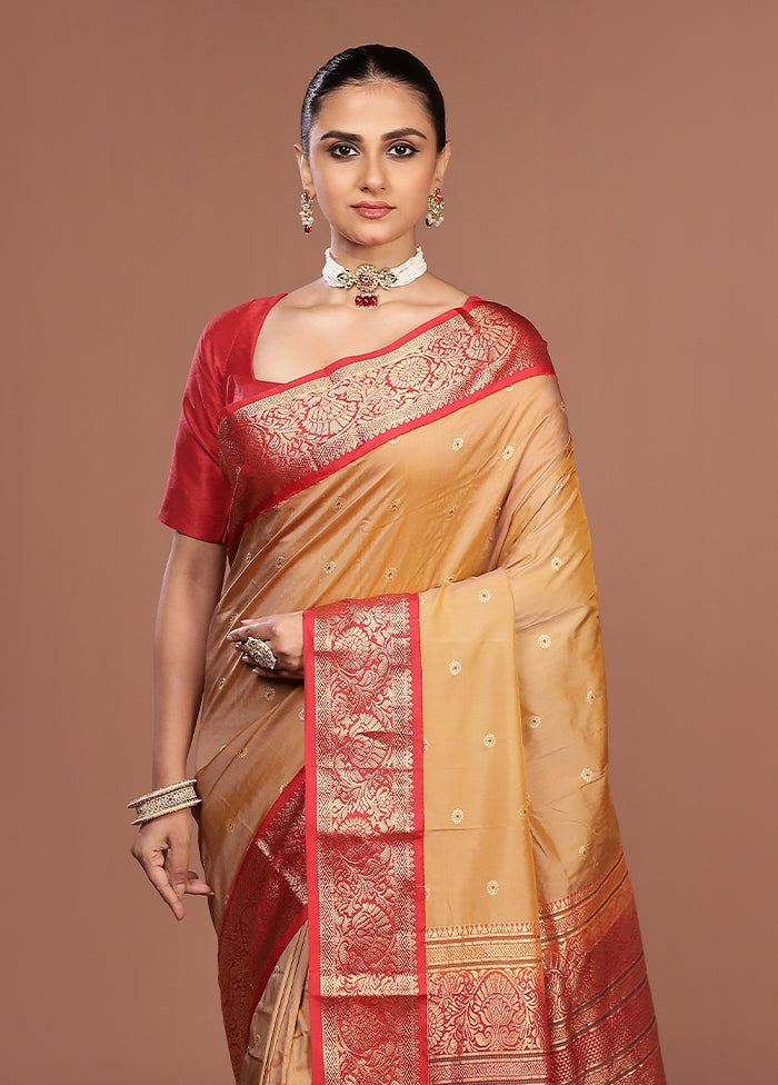 Cream Kanjivaram Silk Saree With Blouse Piece