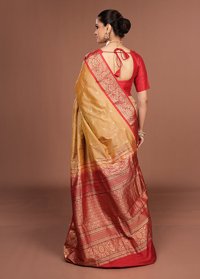 Cream Kanjivaram Silk Saree With Blouse Piece