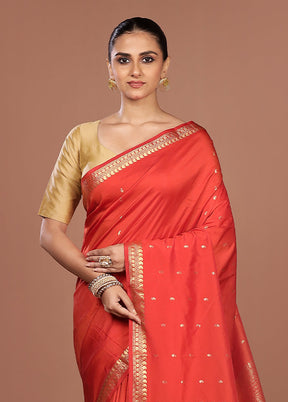 Pink Kanjivaram Silk Saree With Blouse Piece