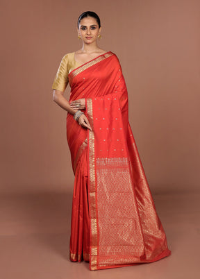 Pink Kanjivaram Silk Saree With Blouse Piece