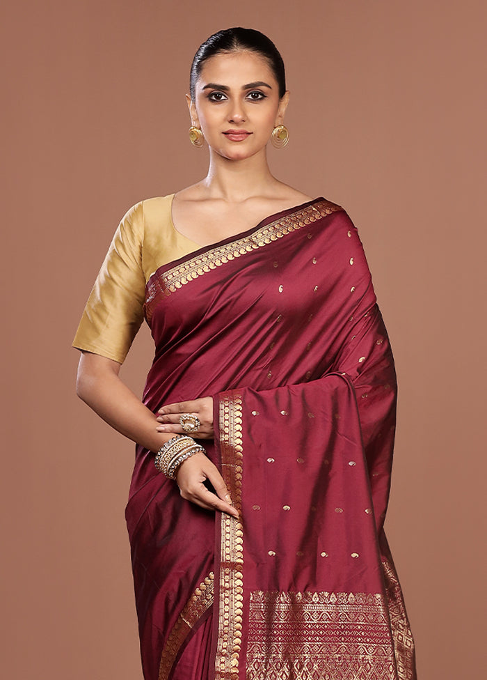 Purple Kanjivaram Silk Saree With Blouse Piece