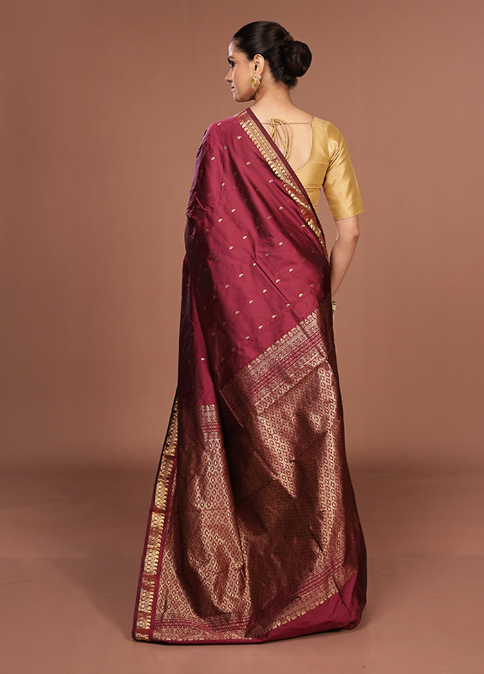 Purple Kanjivaram Silk Saree With Blouse Piece
