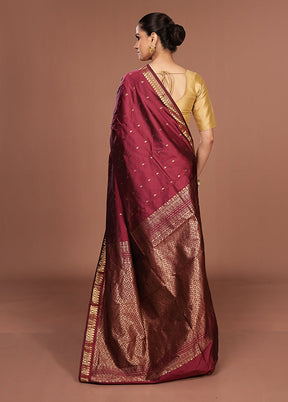 Purple Kanjivaram Silk Saree With Blouse Piece