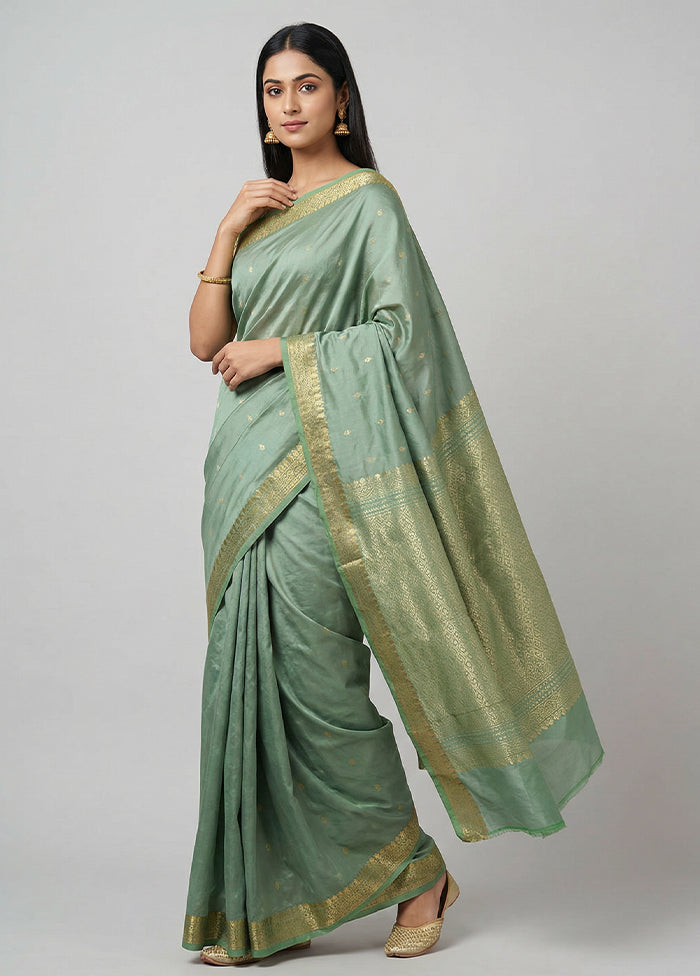 Green Kanjivaram Silk Saree With Blouse Piece