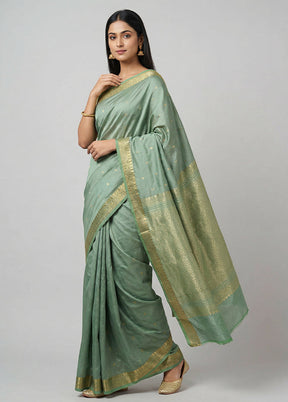 Green Kanjivaram Silk Saree With Blouse Piece
