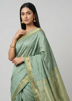 Green Kanjivaram Silk Saree With Blouse Piece