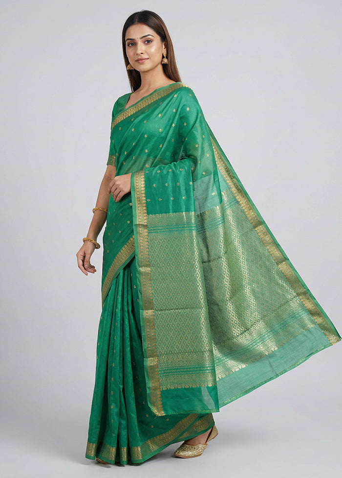 Green Kanjivaram Silk Saree With Blouse Piece