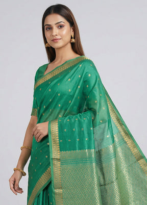 Green Kanjivaram Silk Saree With Blouse Piece