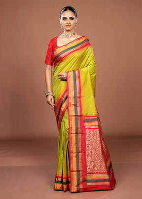 Green Kanjivaram Silk Saree With Blouse Piece