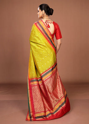 Green Kanjivaram Silk Saree With Blouse Piece