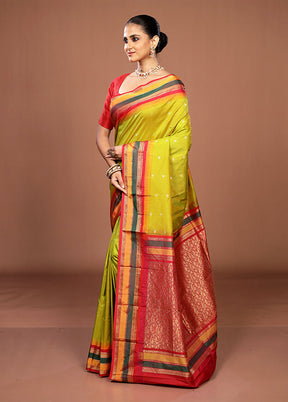 Green Kanjivaram Silk Saree With Blouse Piece