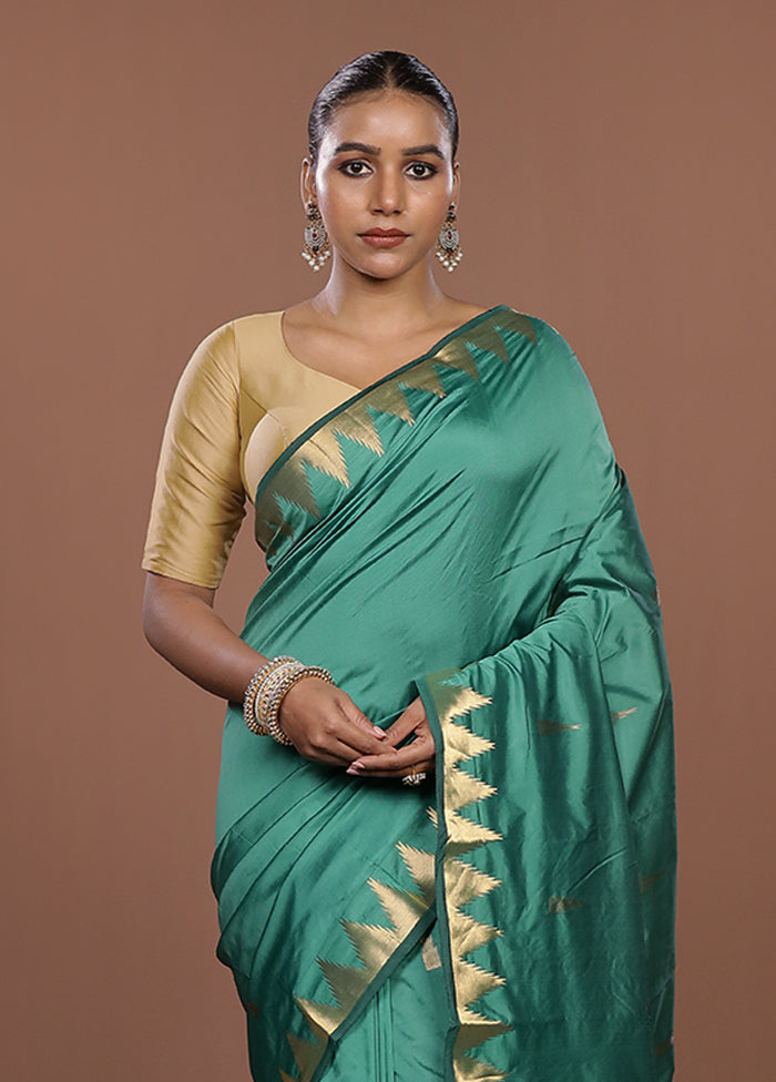 Green Kanjivaram Silk Saree With Blouse Piece