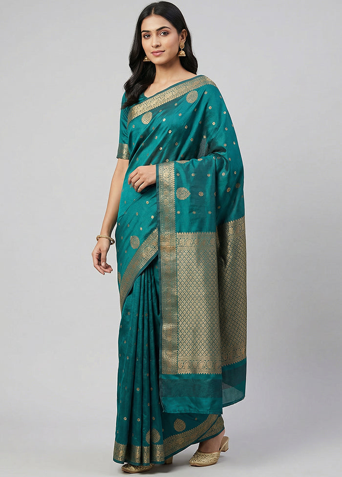 Green Kanjivaram Silk Saree With Blouse Piece