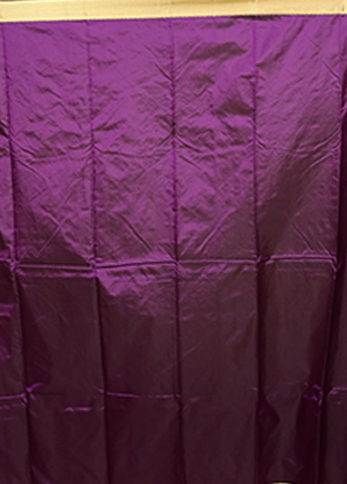 Purple Kanjivaram Silk Saree With Blouse Piece