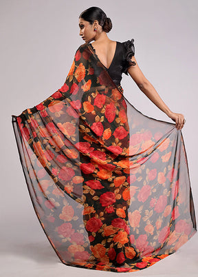 Green Chiffon Silk Saree With Blouse Piece