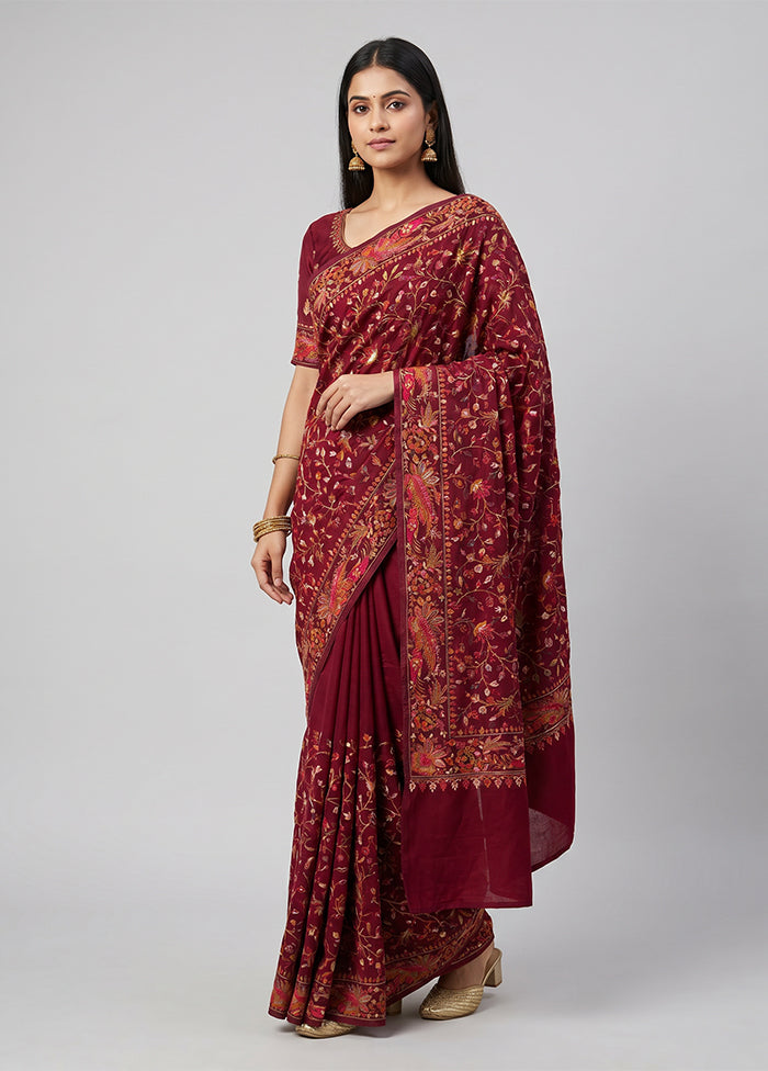 Purple Chiffon Silk Saree With Blouse Piece