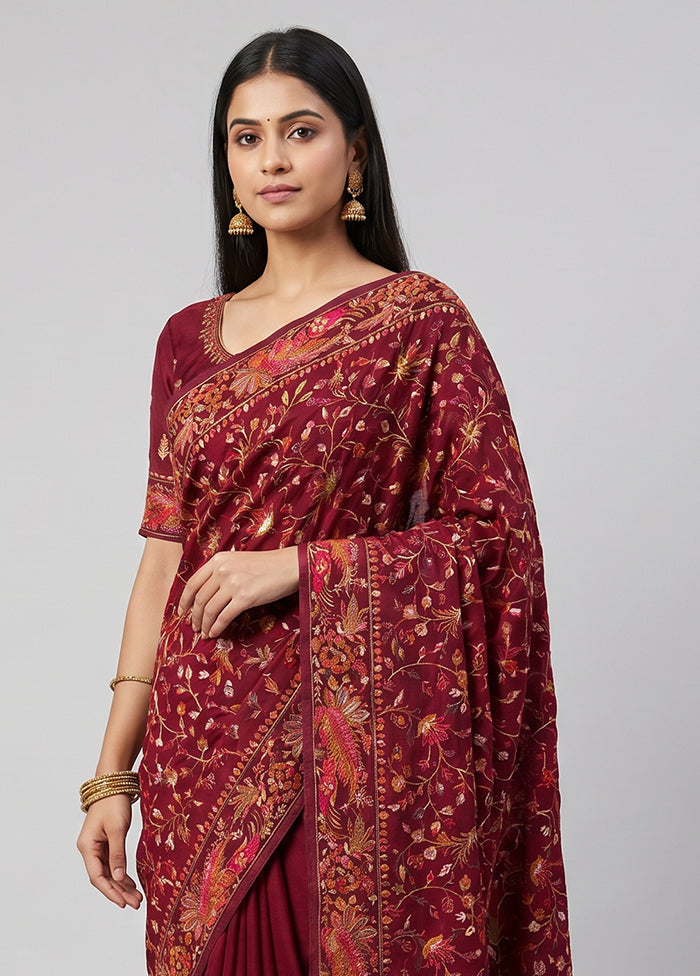 Purple Chiffon Silk Saree With Blouse Piece