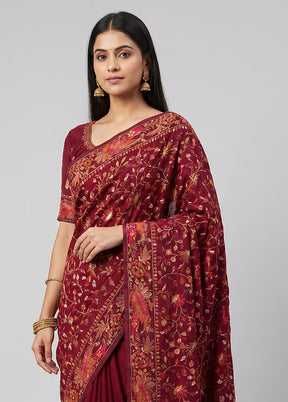 Purple Chiffon Silk Saree With Blouse Piece