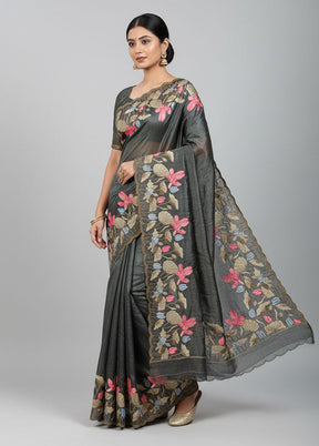 Green Tissue Silk Saree With Blouse Piece