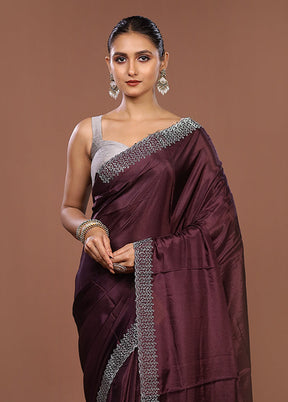 Purple Dupion Silk Saree With Blouse Piece