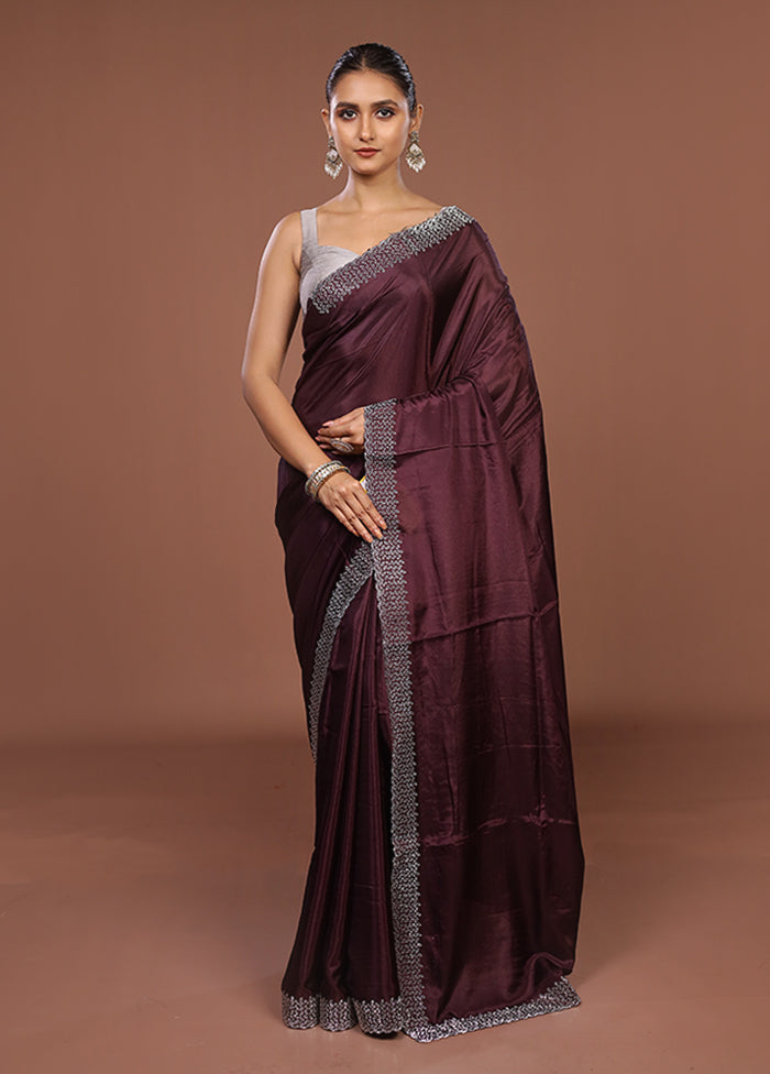 Purple Dupion Silk Saree With Blouse Piece