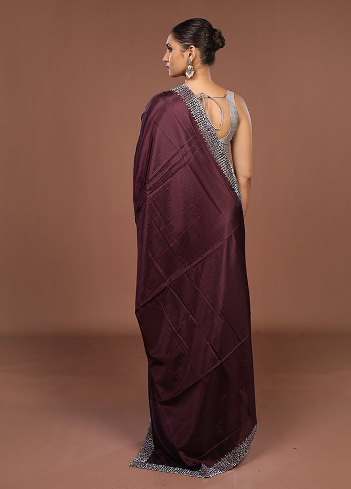 Purple Dupion Silk Saree With Blouse Piece