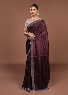 Purple Dupion Silk Saree With Blouse Piece