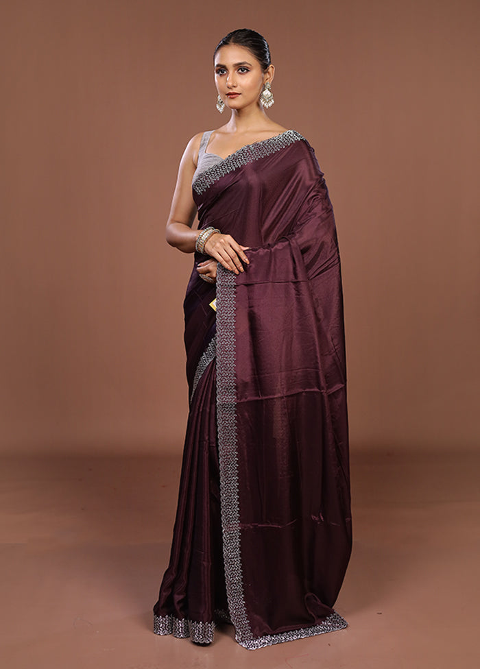 Purple Dupion Silk Saree With Blouse Piece
