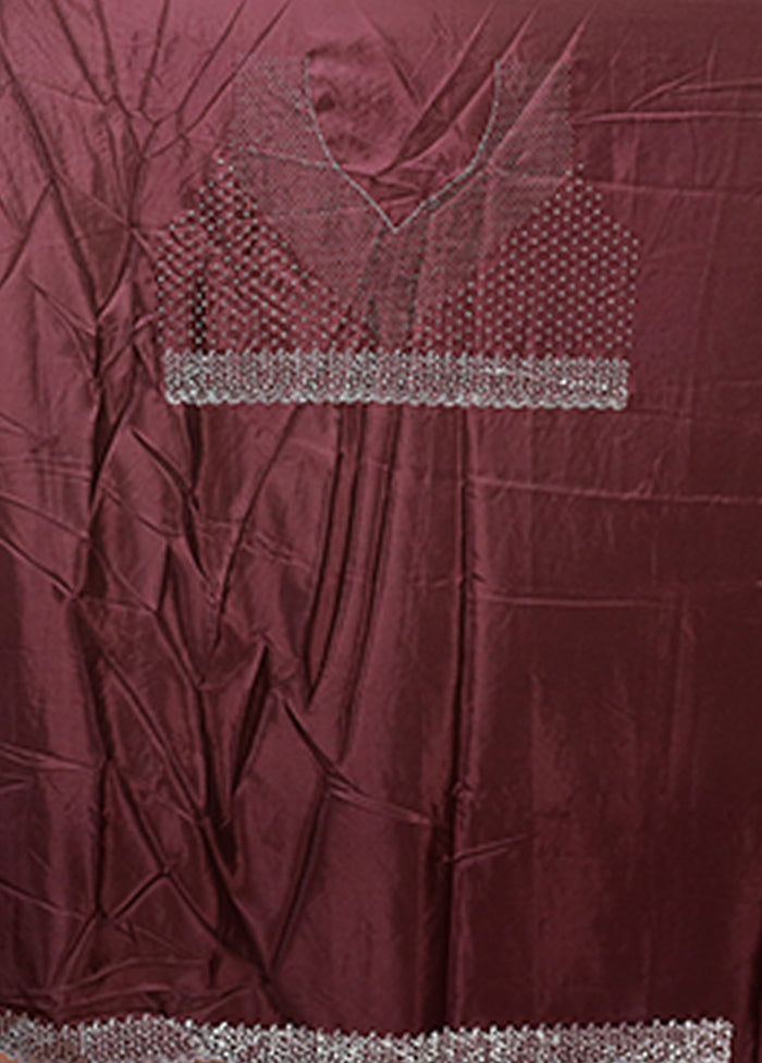 Purple Dupion Silk Saree With Blouse Piece