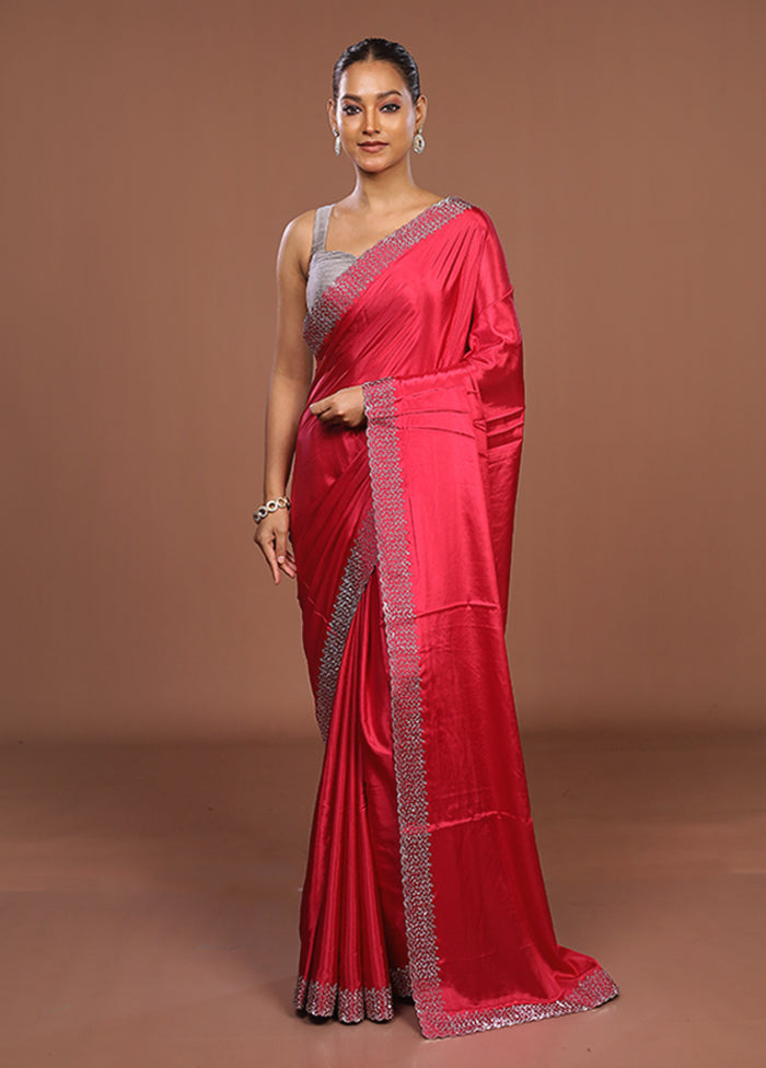 Pink Dupion Silk Saree With Blouse Piece