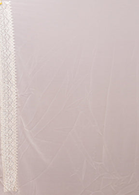 White Chiffon Silk Saree With Blouse Piece