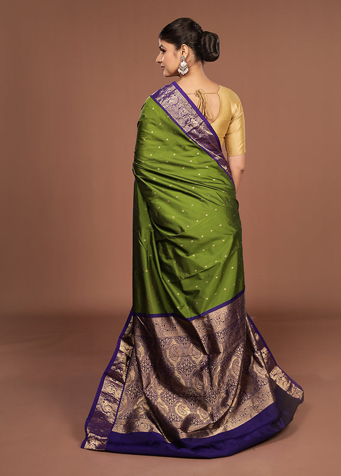 Green Kanjivaram Silk Saree With Blouse Piece