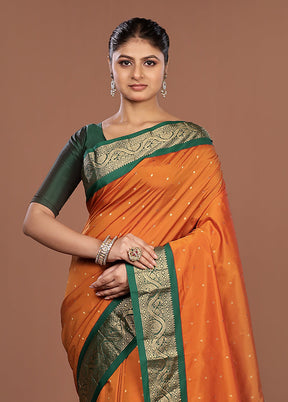 Yellow Kanjivaram Silk Saree With Blouse Piece