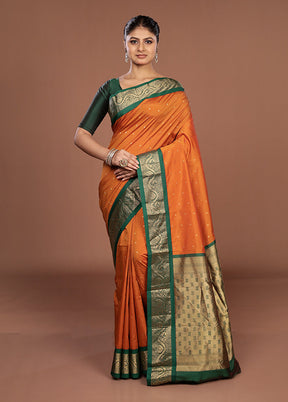 Yellow Kanjivaram Silk Saree With Blouse Piece
