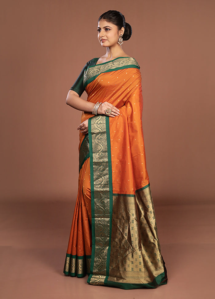 Yellow Kanjivaram Silk Saree With Blouse Piece