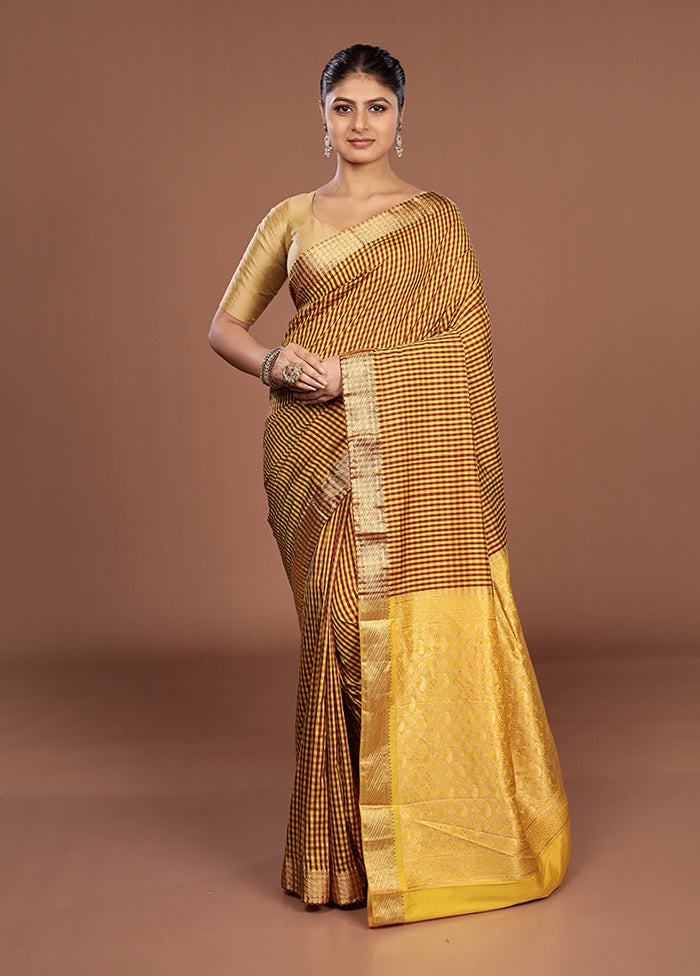 Yellow Kanjivaram Silk Saree With Blouse Piece