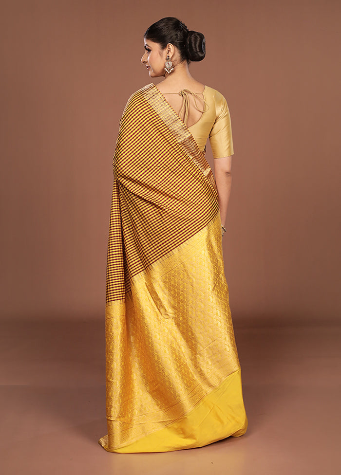 Yellow Kanjivaram Silk Saree With Blouse Piece